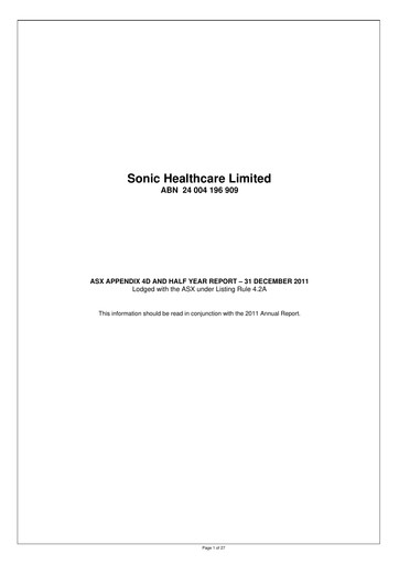 Thumbnail Sonic Healthcare Half-year Report 2011-h1