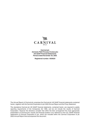 Vorschaubild Carnival Corporation Finanzmitteilung 2003
