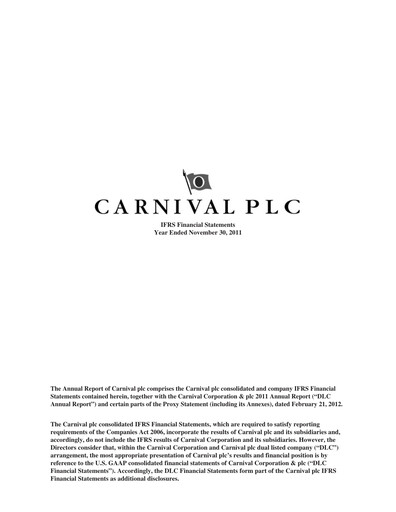 Vorschaubild Carnival Corporation Finanzmitteilung 2011