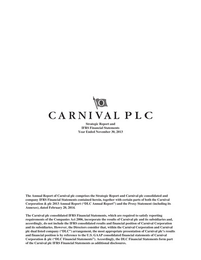 Vorschaubild Carnival Corporation Finanzmitteilung 2013