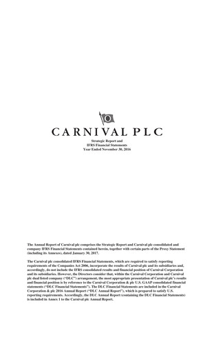 Vorschaubild Carnival Corporation Finanzmitteilung 2016