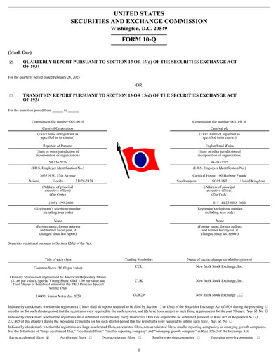 Thumbnail Carnival Corporation Quarterly Report 2025-q1