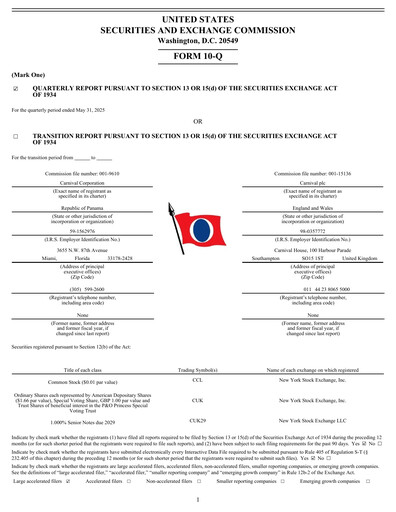 Thumbnail Carnival Corporation Quarterly Report 2025-q2