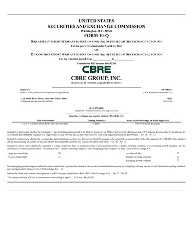 Thumbnail CBRE Group
 Quarterly Report 2025-q1