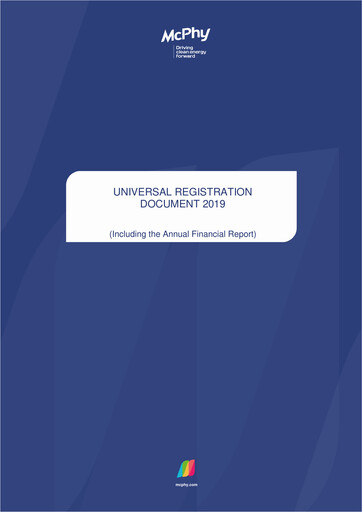 Thumbnail McPhy Energy Universal Registration Document 2019