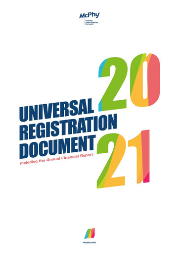 Thumbnail McPhy Energy Universal Registration Document 2021