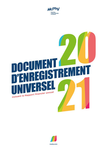 Thumbnail McPhy Energy Universal Registration Document 2021