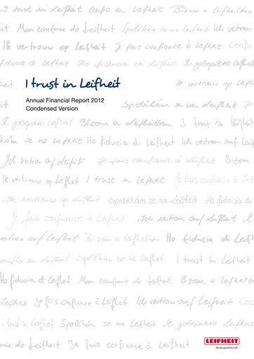Thumbnail Leifheit Annual Report 2012
