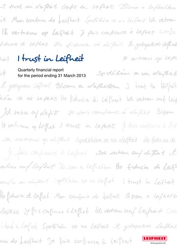 Miniature Leifheit Rapport trimestriel 2013-q1