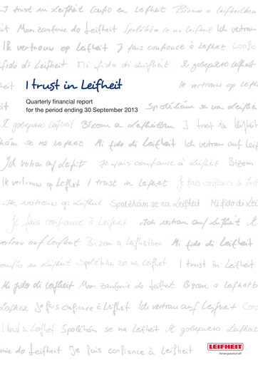 Miniature Leifheit Rapport trimestriel 2013-q3