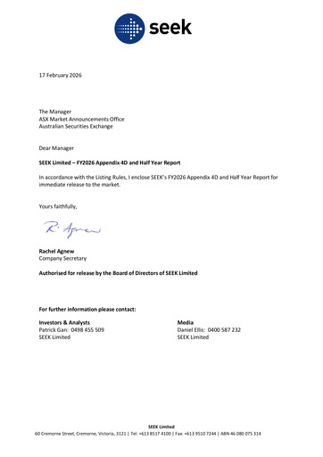 Thumbnail Seek Limited
 Half-year Report 2026-h1