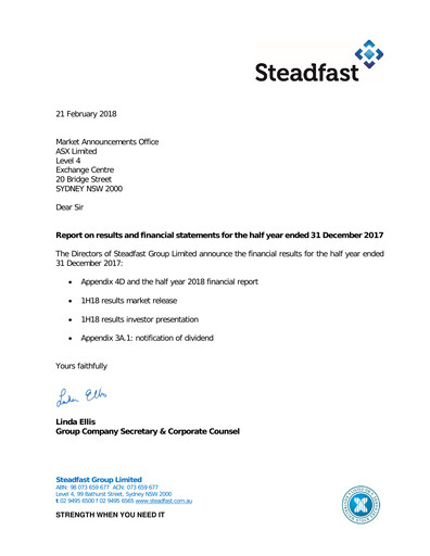 Thumbnail Steadfast Group  Half-year Report 2018-h1