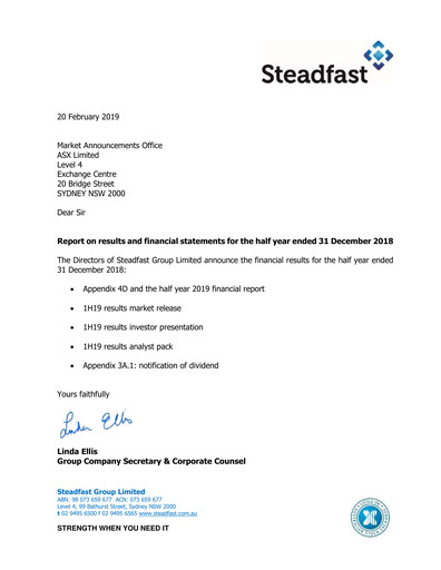Thumbnail Steadfast Group  Half-year Report 2019-h1