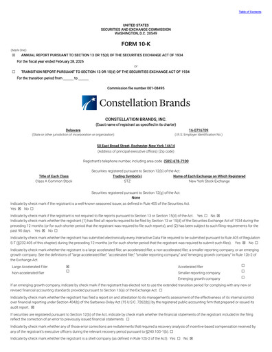 Thumbnail Constellation Brands Annual Report 2026