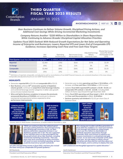 Thumbnail Constellation Brands Quarterly Report 2025-q3