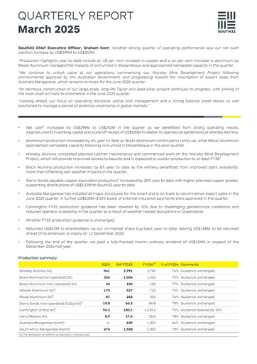 Vorschaubild South32 Quartalsbericht 2025-q3