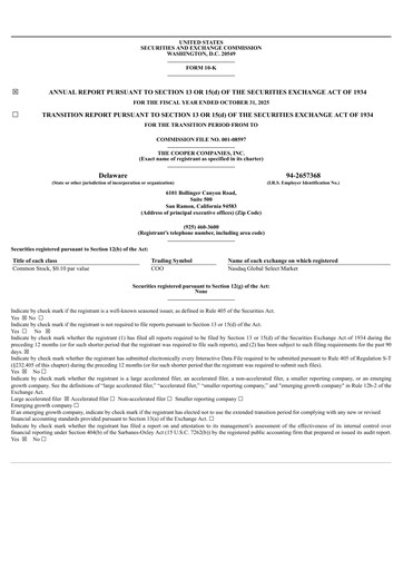 Thumbnail Cooper Companies Annual Report 2025