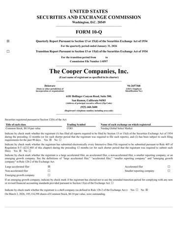 Thumbnail Cooper Companies Quarterly Report 2026-q1