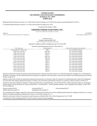 Thumbnail Thermo Fisher Scientific Quarterly Report 2025-q1