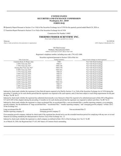 Thumbnail Thermo Fisher Scientific Quarterly Report 2026-q1