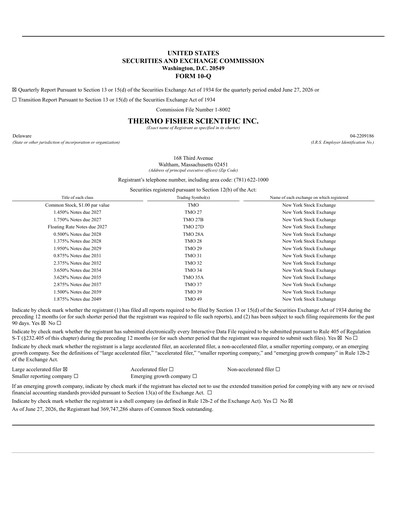 Thumbnail Thermo Fisher Scientific Quarterly Report 2026-q2