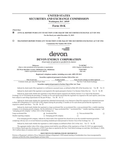 Thumbnail Devon Energy
 Annual Report 2019