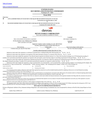 Thumbnail Devon Energy
 Annual Report 2022