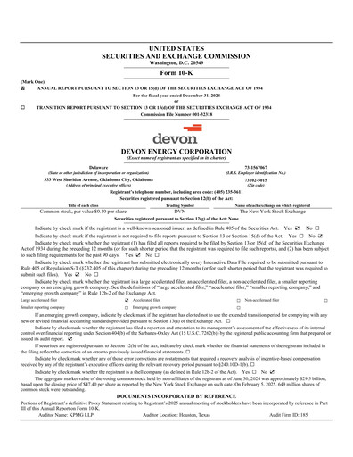 Thumbnail Devon Energy
 Annual Report 2024