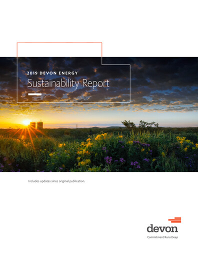 Thumbnail Devon Energy
 Sustainability Report 2019