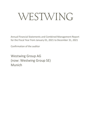 Vorschaubild Westwing Group Finanzmitteilung 2021