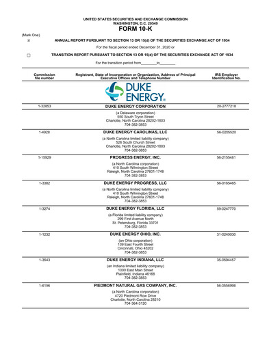 Thumbnail Duke Energy Financial Report 2020