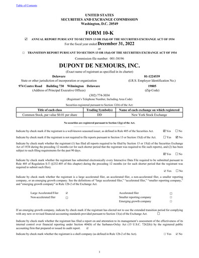 Thumbnail Dupont De Nemours Annual Report 2022
