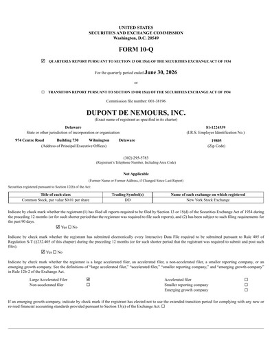 Vorschaubild Dupont De Nemours Quartalsbericht 2026-q2