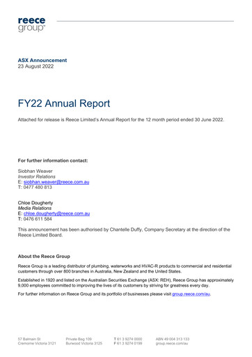 Thumbnail Reece Group Annual Report 2022