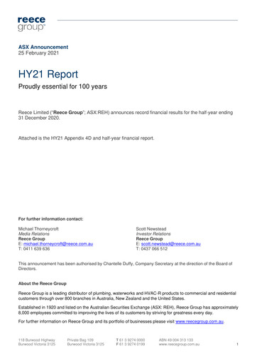 Thumbnail Reece Group Half-year Report 2021-h1