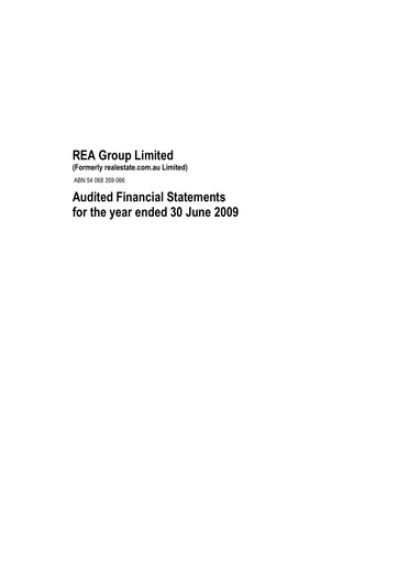Thumbnail REA Group Financial Statement fy2009