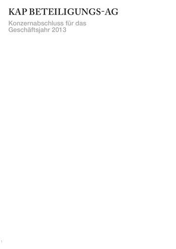 Vorschaubild KAP AG Finanzmitteilung 2013