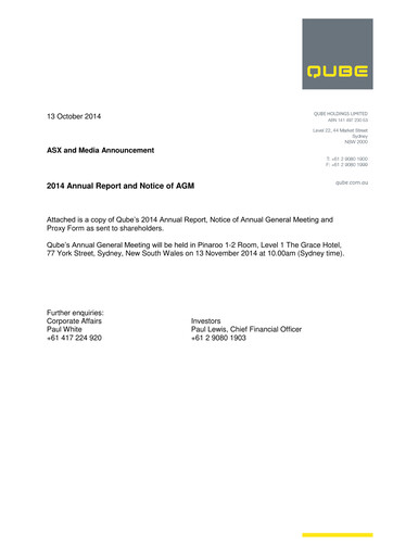 Thumbnail Qube Holdings Annual Report 2014