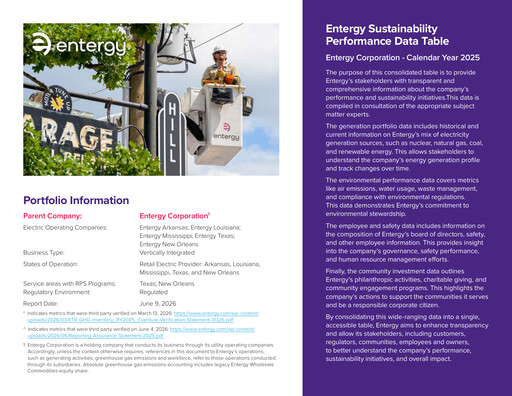 Thumbnail Entergy ESG Report 2025