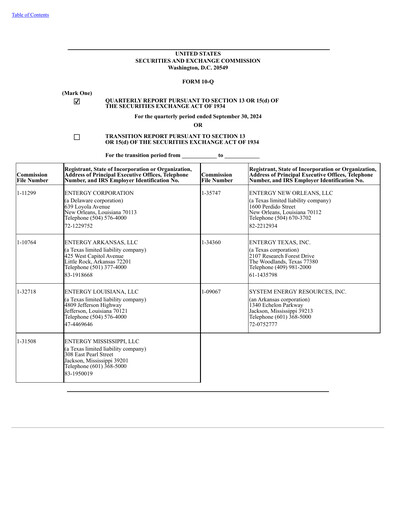 Miniature Entergy Rapport trimestriel 2024-q3