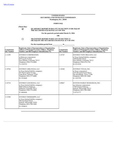 Miniature Entergy Rapport trimestriel 2026-q1