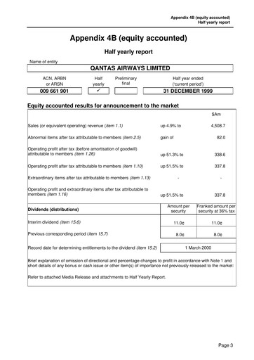 Thumbnail Qantas Airways
 Half-year Report 1999-h1