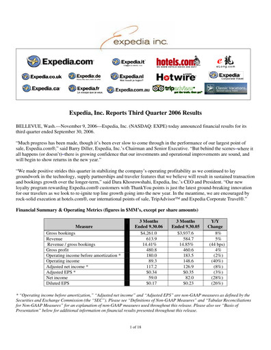 Miniature Expedia Group Rapport trimestriel 2006-q3