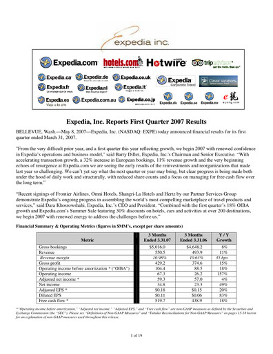 Miniature Expedia Group Rapport trimestriel 2007-q1