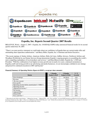 Miniature Expedia Group Rapport trimestriel 2007-q2