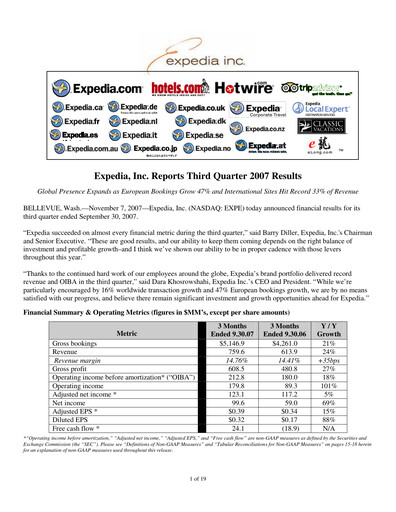 Miniature Expedia Group Rapport trimestriel 2007-q3