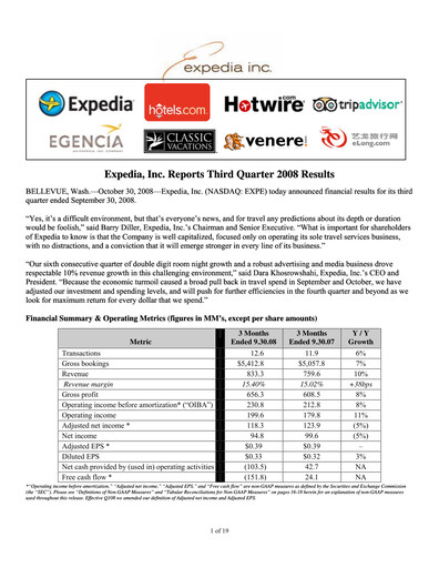 Miniature Expedia Group Rapport trimestriel 2008-q3