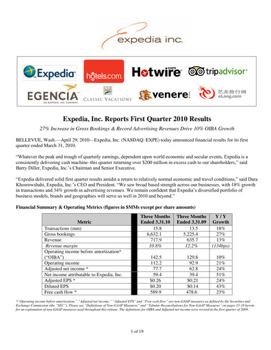 Miniature Expedia Group Rapport trimestriel 2010-q1