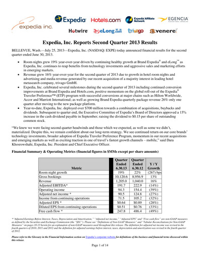 Miniature Expedia Group Rapport trimestriel 2013-q2