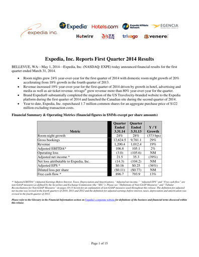 Miniature Expedia Group Rapport trimestriel 2014-q1